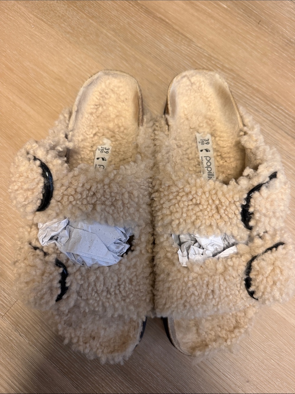 Birkenstock Papillio Arizona Big Buckle Teddy Shearling Eggshell 39 / US L8 M6